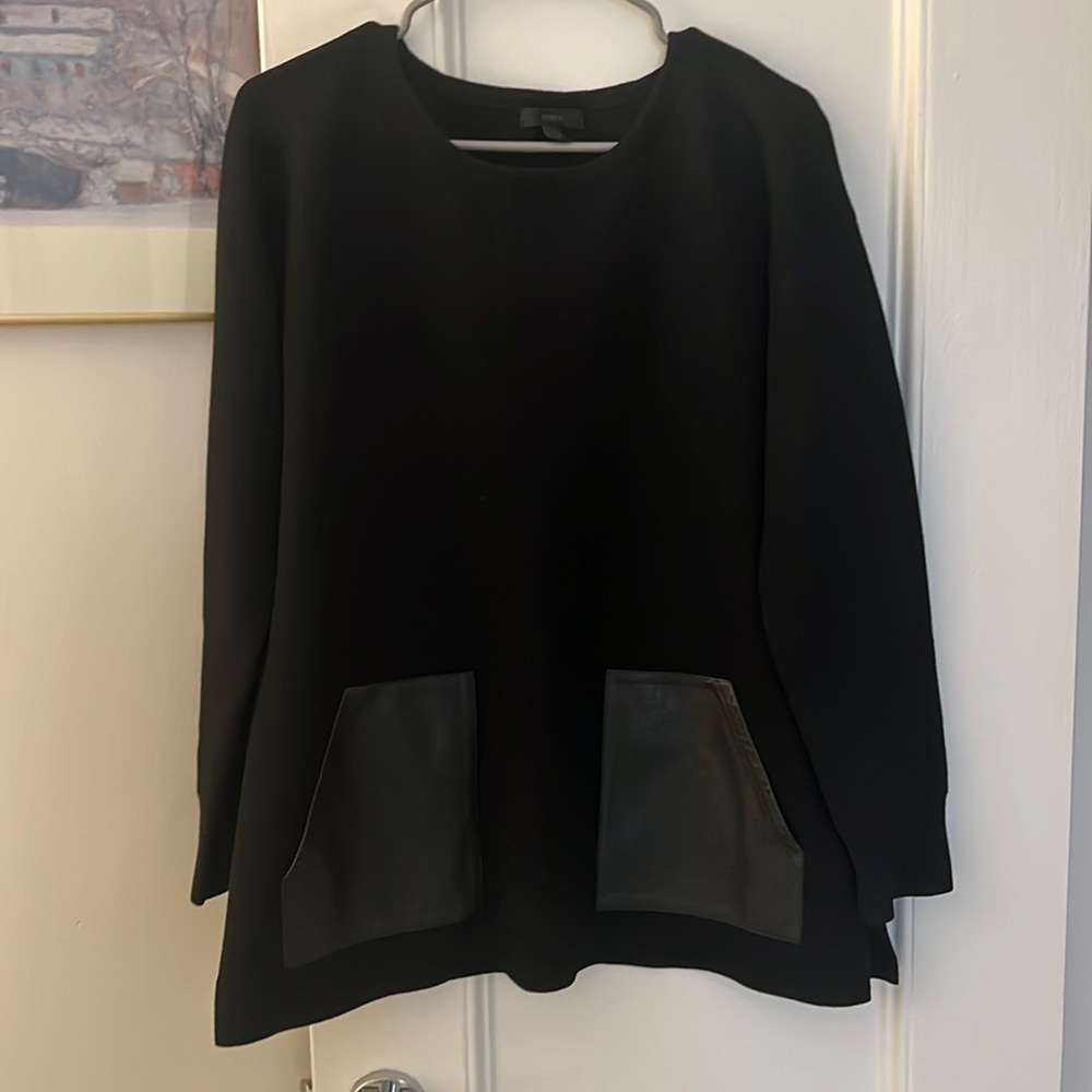 Jcrew Womens Wool Sweater with Leather Pockets